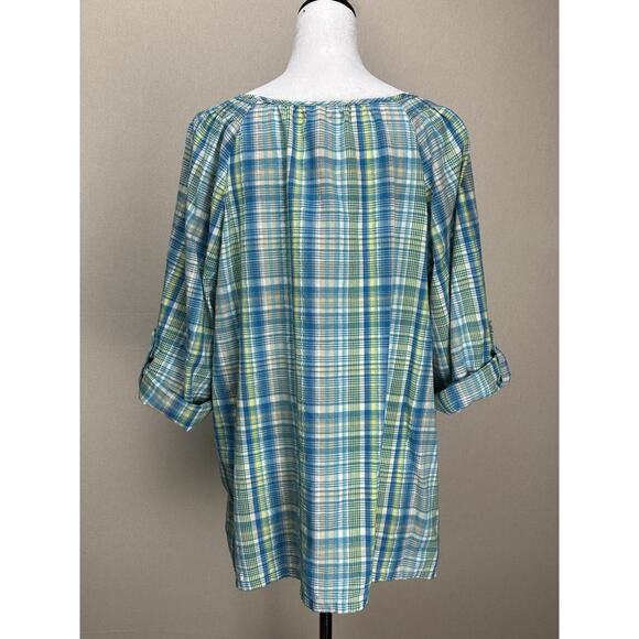 Catherines Women’s 1X 18/20 Teal Blue/Yellow/White 3/4 Sleeves Spring Easter - Picture 6 of 12